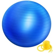 QUANFENG QF Exercise Ball Yoga Ball with Free Air Pump for Fitness, Balance and Gym Workouts, 200 Lbs. 55 cm, Blue