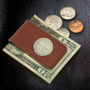 Personalized Brown Leather Magnetic Money Clip