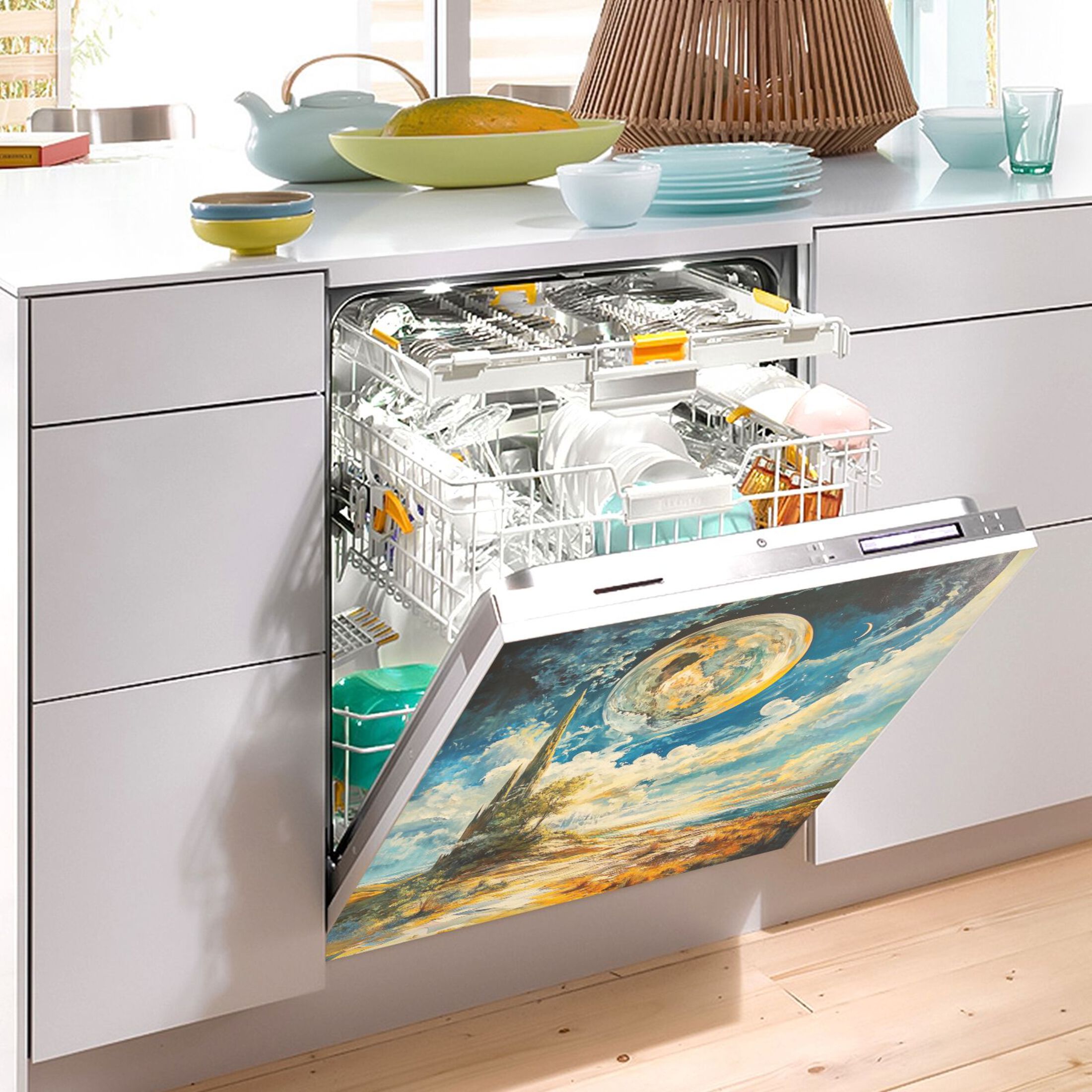 Dishwasher Magnetic Sticker 23x26 Inch Refrigerator Magnetic Sticker Washing Machine Magnetic Sticker Kitchen Panel Magnetic Sticker Home Decor Super Cool Moon