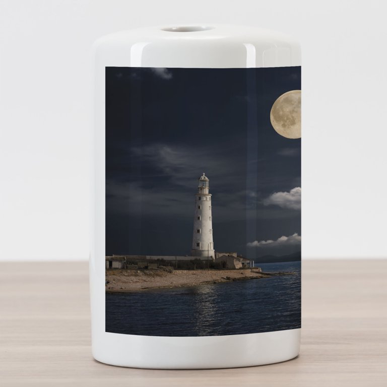 Lighthouse Ceramic Toothbrush Holder, Lighthouse Moonlight Island