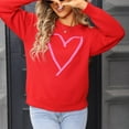 thumbnail image 4 of Lenpel Women's Heart Printed Sweaters Fashion Crew Neck Long Sleeve Knitted Pullover Tops Casual Graphic Sweaters(Red,Medium), 4 of 7