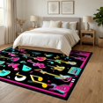 thumbnail image 3 of ODIKA 6'x9' Ultra-Soft Area Rug, Guitar Music Notes Modern Rock With Hip Hop Graffiti Accents None Washable, Bare feet friendly, Silk-Touch for Guest Room, Bedroom, 3 of 7