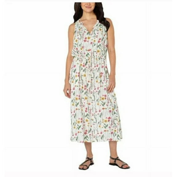 Well Worn Ladies Long Linen Blend Dress (White, XX-Large)