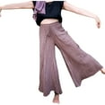 thumbnail image 2 of Wycnly on Sale Pants for Women Womens Palazzo Pants Casual Drawstring Elastic Waist Loose Wide Leg Trousers Lightweight Linen Solid Yoga Flared Long Pants, 2 of 7