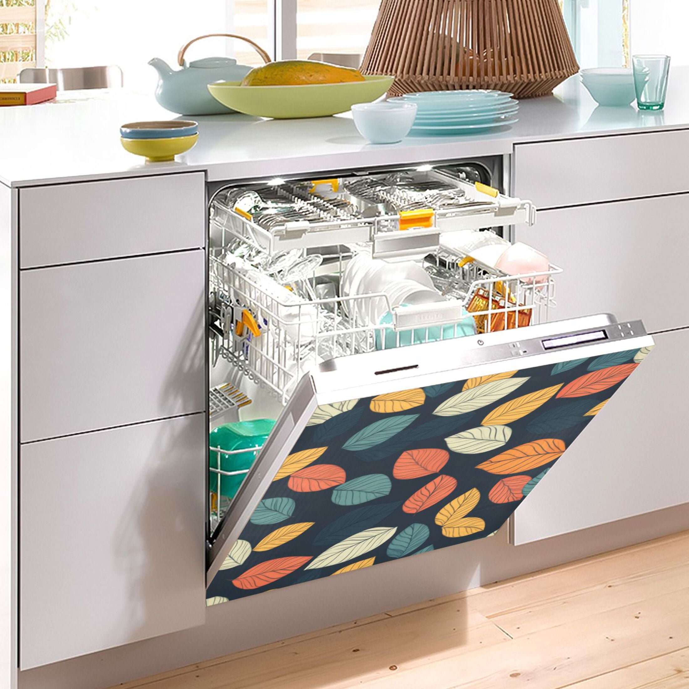 Dishwasher Magnetic Sticker 23x26 Inch Refrigerator Magnetic Sticker Washing Machine Magnetic Sticker Kitchen Panel Magnetic Sticker Home Decor Beautiful Coloured Leaves