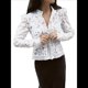 thumbnail image 3 of Camisa de Larga con Botones y Cuello Alto de Encaje de Crochet para Mujer, Estilo Informal, Ajustada, con Botones. Crema M, 3 of 10