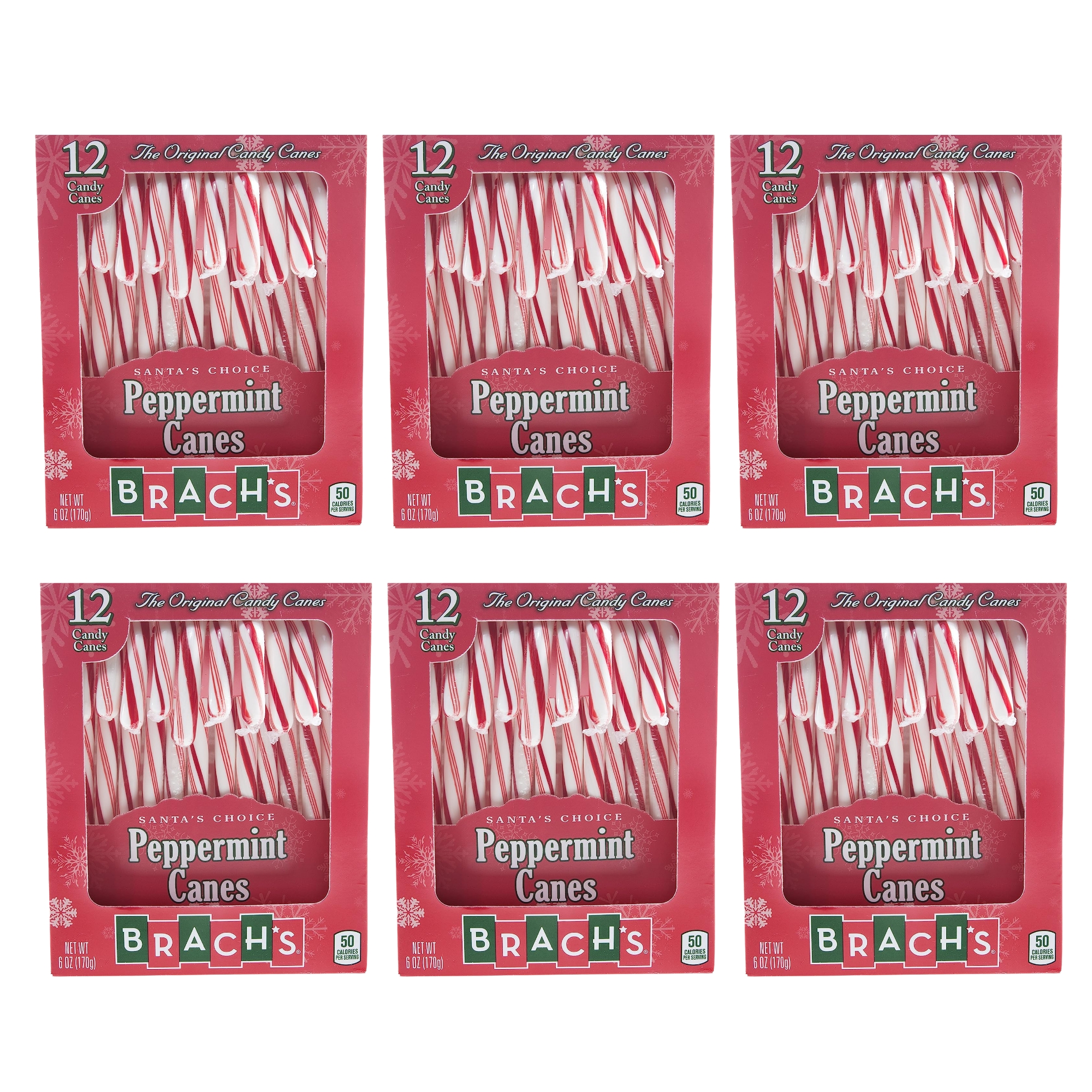 (6) Brach's The Original Peppermint Candy Canes Red & White Classic