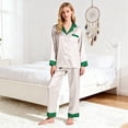 thumbnail image 2 of MEICHEN Pajamas for Women Set Women Satin Pajamas Set Classic Button Down Long Set Womens Sleepwear, 2 of 8