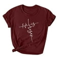 thumbnail image 2 of HOMBOM Wine Easter Shirts For Women Short Sleeve T-shirts Round Neck Happy Easter Womens Tops Clearance M, 2 of 3