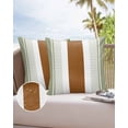 thumbnail image 6 of Pack of 2 Outdoor Pillow Covers, Boho Sage Green and Brown Striped Geometric Retro Farmhouse Waterproof Square Throw Pillowcase Cushion Decorative Pillow Covers for Couch Patio Tent, 18x18 in, 6 of 6