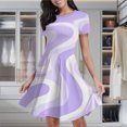 thumbnail image 2 of Abstract Lavender Wavy Design Women's Classic Swing Skater Dress Casual Work Party Cocktail Dresses, 2 of 6