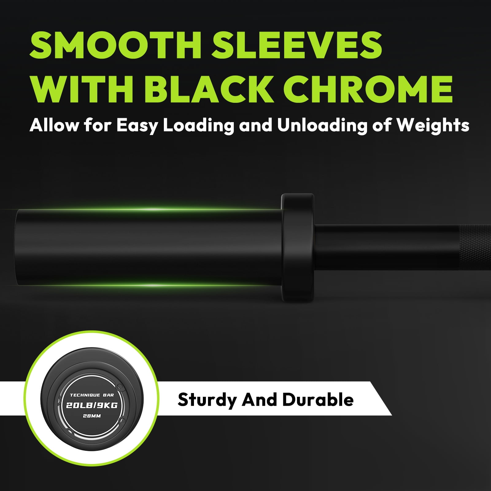 HANDBODE Olympic Barbell Bar 4 ft Weightlifting Bar for Powerlifting, Bench Press, Deadlift, Squat - 500 lb Capacity, Home & Gym Strength Training, Black