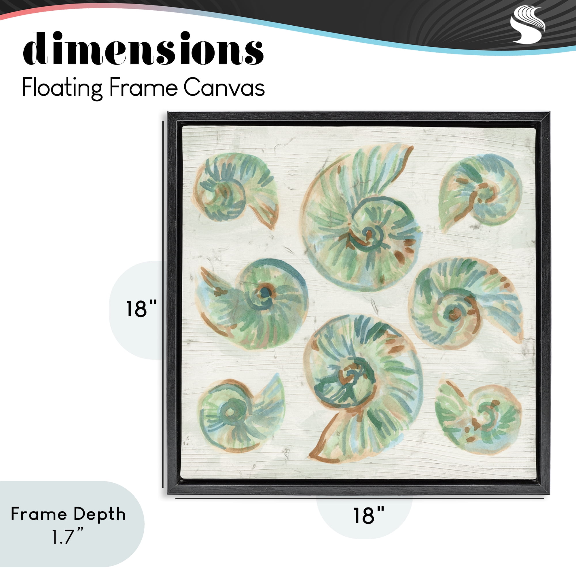 Stupell Industries Organic Saltwashed Shells Black Framed Floater Canvas Wall Art, design by June Erica Vess