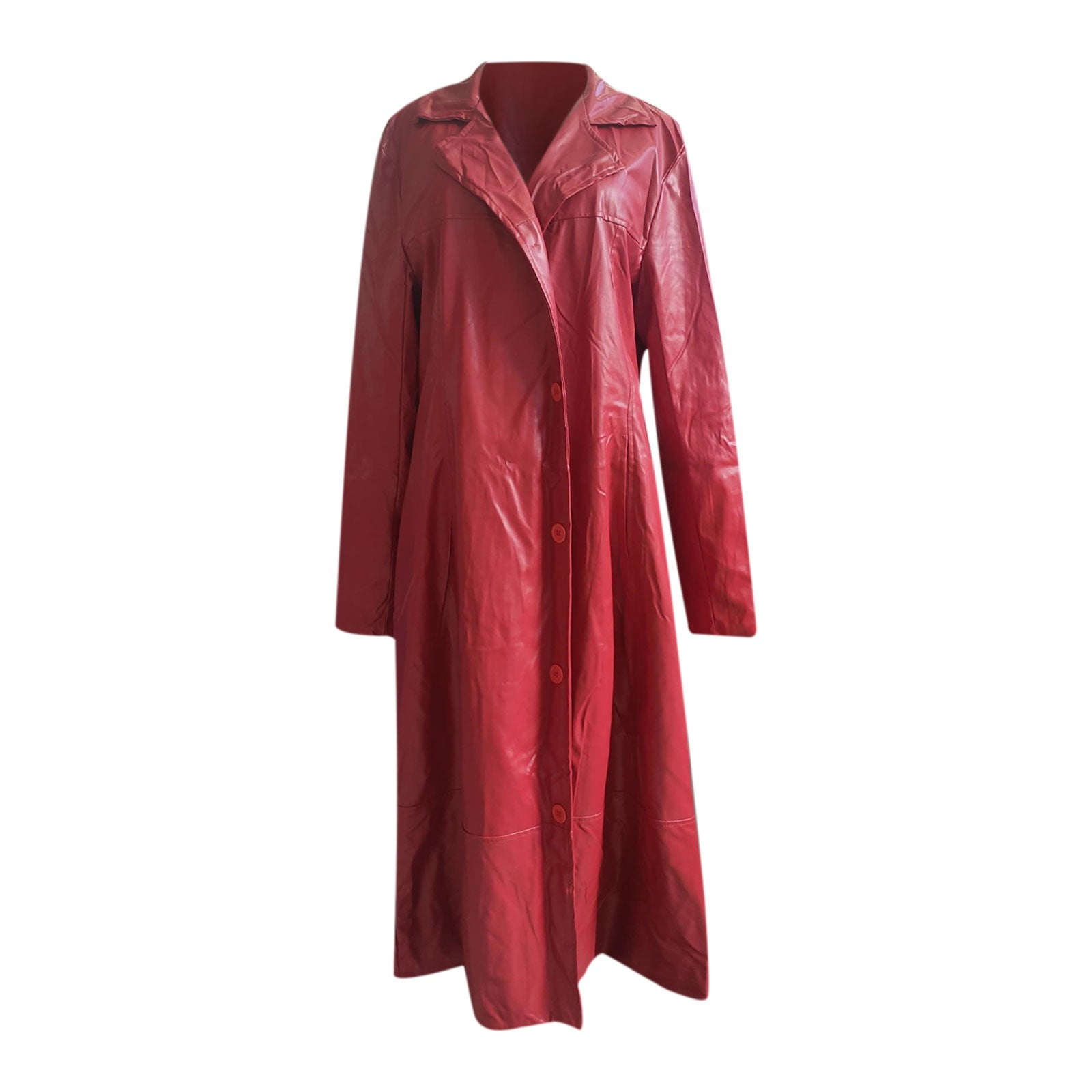 Dxzfnsa Jacket for Men Mens Solid Color Long Duster Coat Leather Trench Coats Full Length Windbreaker Jackets with Pockets