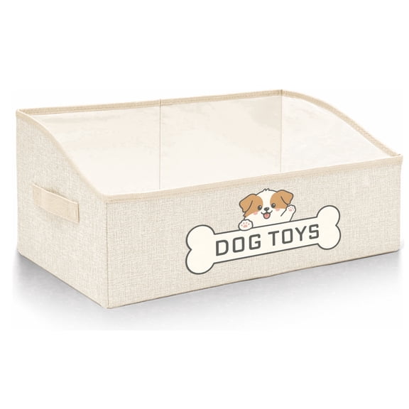 Dog Toy Basket, Specially Designed for Dog Toy Storage, Collapsible Dog Toy Box with Handle,Perfect for Storing Pet Toys and Accessories Beige