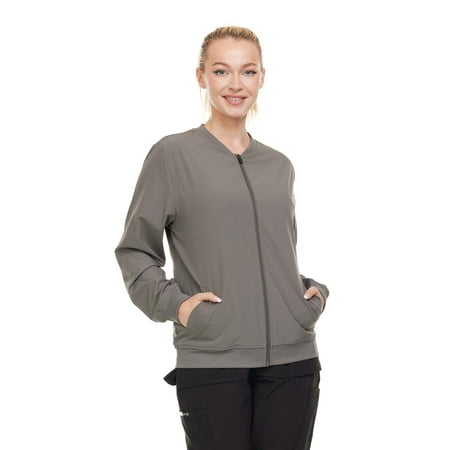 

Heal + Wear Women Scrubs Jacket Long Sleeve Famale Medical with Pockets Regular Fit 4 Way Strech Gray S