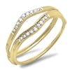 0.12 Carat (ctw) 14K Gold White Diamond Anniversary Enhancer Guard Wedding Band