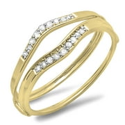 0.12 Carat (ctw) 14K Gold White Diamond Anniversary Enhancer Guard Wedding Band
