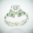 thumbnail image 3 of HeartsAndYou 2ct Round Moissanite Emerald Trinity Celtic Engagement Ring for Women 18k White Gold over Silver, 3 of 7