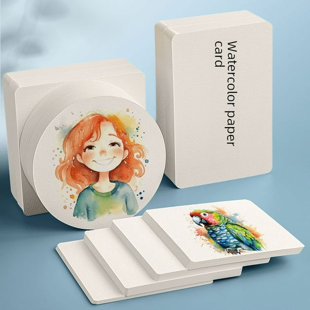 Papel de acuarela para postales, grande, 300 g, para pintura artística, cuadrado, redondo, papel especial, grano grueso, pulpa de madera, cartón en blanco