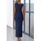 thumbnail image 2 of Vestido largo PRETTYGARDEN para mujer, verano 2025, con un solo hombro, azul marino, 2 of 9