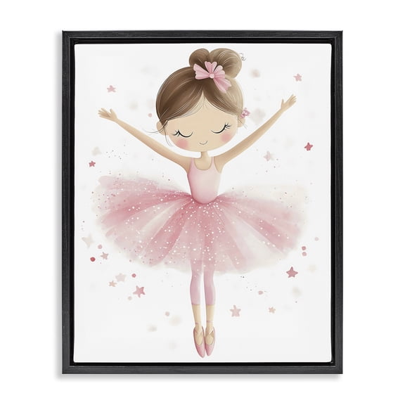 Stupell Industries Graceful Ballerina Pose Black Framed Floater Canvas Wall Art, design by Creative Studio