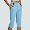 thumbnail image 2 of MKLEKYY Leggings Capris elásticos de cintura alta para mujer, para yoga, entrenamiento informal, pantalones capri, leggings rectos cortos, 2 of 5