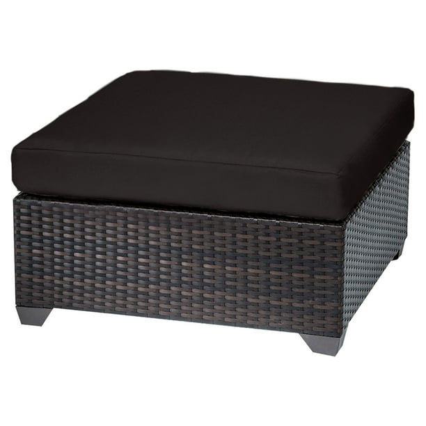 TK Classics Belle Wicker Outdoor Ottoman with 2 Cushion Covers
