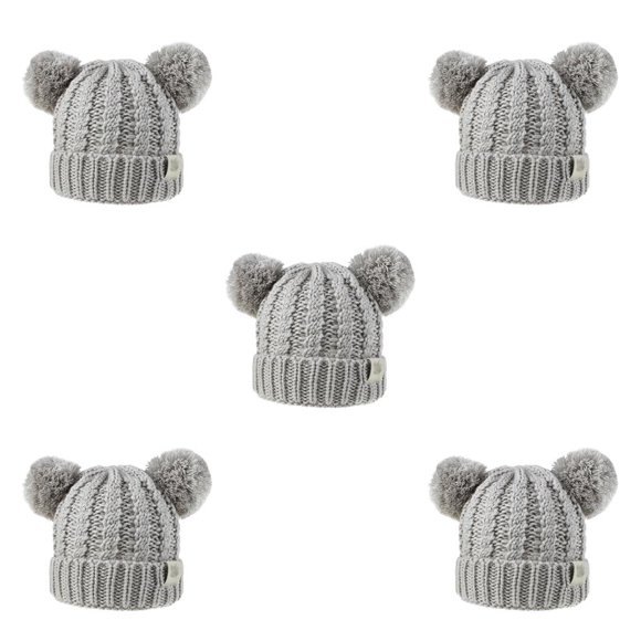 Sonducket Gorro con bolas de pompones esponjosos, tocado a la moda, orejeras plegables, gorros de gran elasticidad, hermoso regalo para niños, Gary Gary 5piezas Sonducket CBP255406
