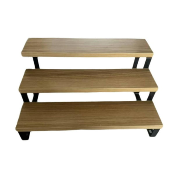 Expositor de madera, organizador de joyas, escalera de madera, alféizar de ventana sencillo, soporte para plantas Marrón