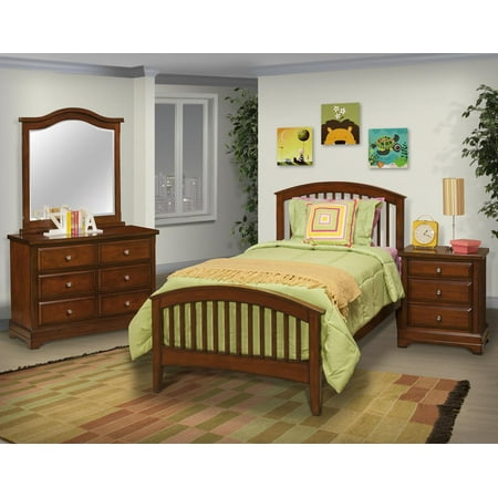 Full Slat Bedroom - Sandpoint 5 Piece Full Slat Bedroom Set with Chest in Walnut