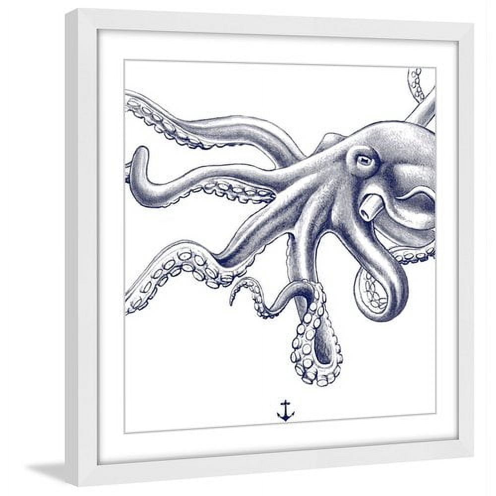 "Blue Octopus" Framed Painting Print