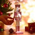 thumbnail image 5 of FRCOLOR Christmas Nutcracker Figurine 1Pc Pink Wood For Children, 5 of 7