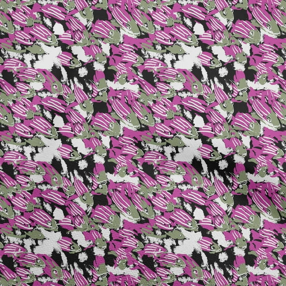 oneOoneViscoseChiffonFuschiaPinkFabricAsianJapaneseKoiFishSewingFabricByTheYardPrintedDiyClothingSewingSupplies42InchWide