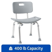 Medline Bath Bench Shower Chair with Back, Supports up to 400 lbs, Gray