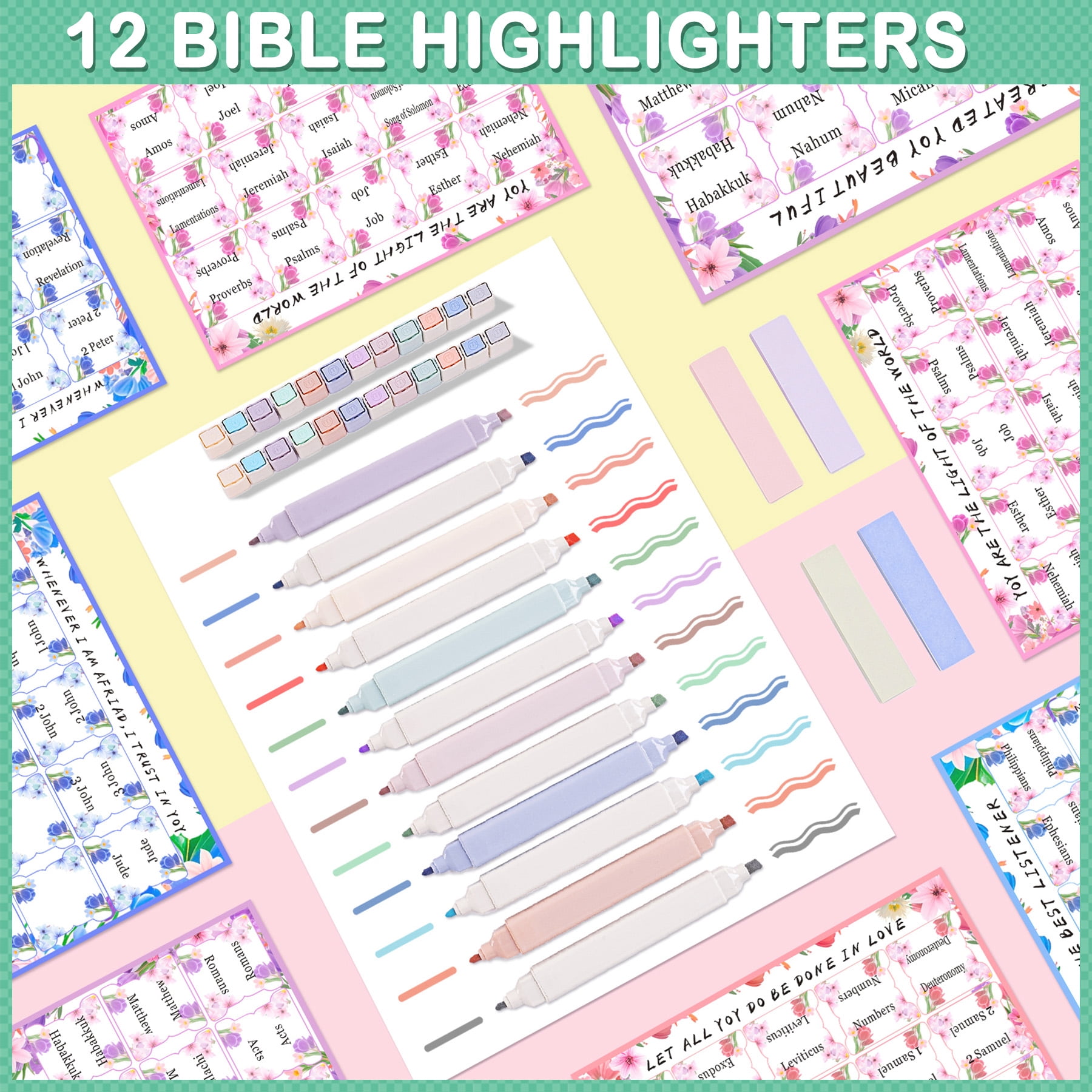 Bible Study Supplies for Women Men Journaling Kit with Carrying Cover Case Bag Tabs Highlighters Christian Catholic Spiritual Gifts Accessories Bulk with Tags Stickers Bracelets Bookmark Sticky Notes