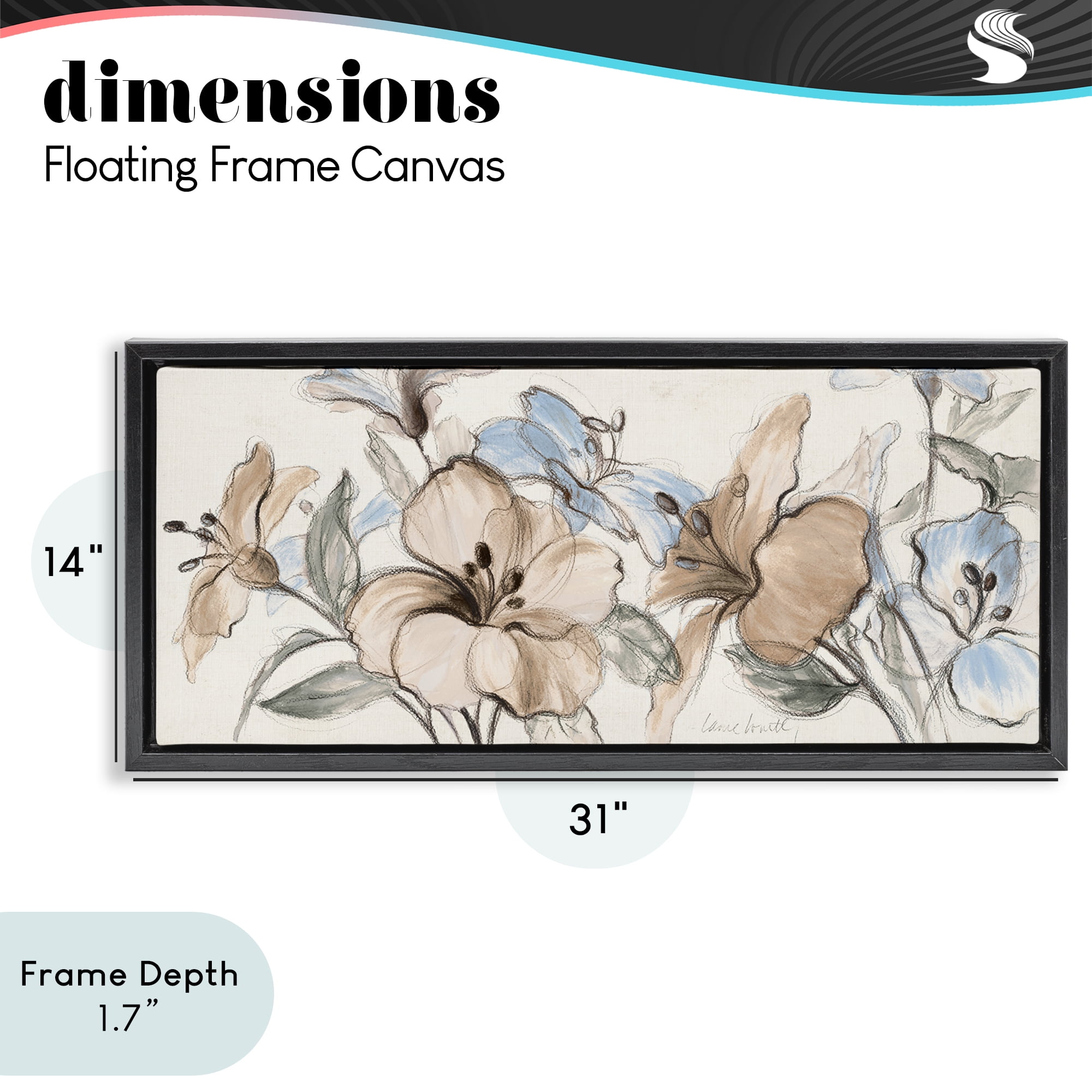Stupell Industries Whispering Florals Neutral Black Framed Floater Canvas Wall Art, design by Lanie Loreth