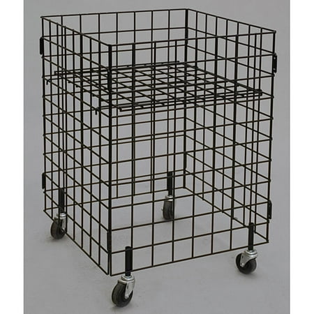 KC Store Fixtures Grid dump bin with casters, 24"x24"x34"high - black