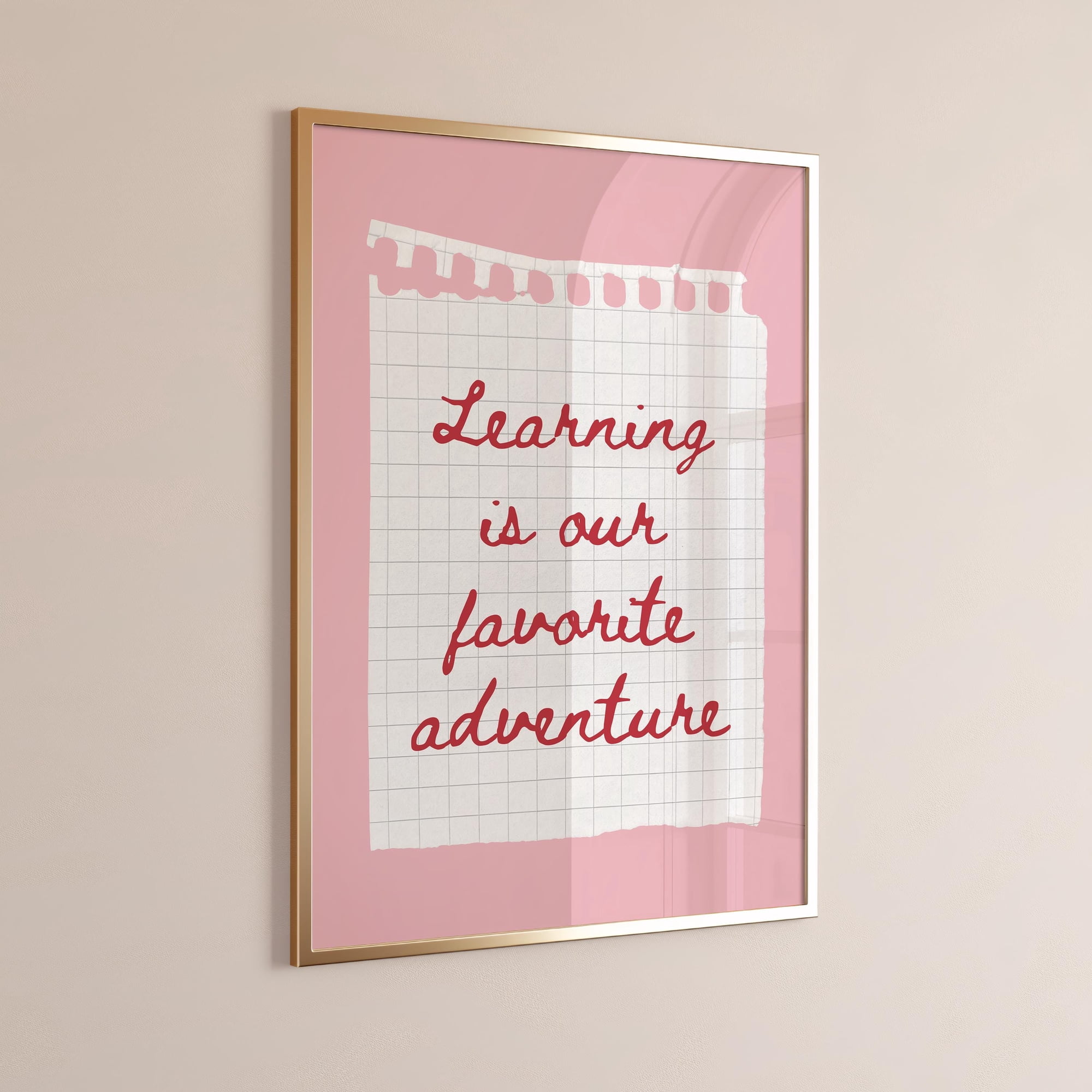 Learning Poster: Pink Prints For Kids & Toddler Room Girls, Nursery Wall Art, Poster Only