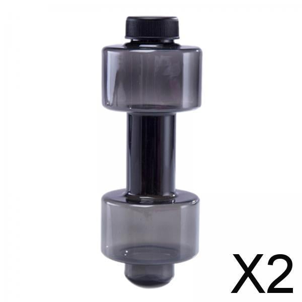 Paquete de 2-4 mancuernas de fitness peso fuerte botella de bebidas de agua 550 ml negro 2 piezas