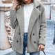 thumbnail image 1 of Pntutb Chaqueta para mujer Chaqueta sólida Botón de bolsillo Cuello vuelto Slim Fit Chaqueta cálida mediana y larga Pntutb Pntutb-818, 1 of 6