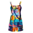 thumbnail image 3 of Lovskoo 2024 Women's Summer Casual Sleeveless Floral Printed Rompers Loose Spaghetti Strap Shorts Overalls Jumpsuit with Pockets Multicolor XL, 3 of 5