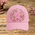 thumbnail image 2 of XIAOCHA Women's Embroidered Pink Ribbon Rose Graphic Baseball Cap Breathable Trucker Hats,Light Pink5, 2 of 4