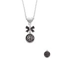 thumbnail image 2 of Delight Jewelry Silvertone Doctor Caduceus Seal - MD Black Bow Heart Necklace, 2 of 4