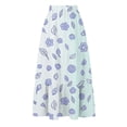 thumbnail image 4 of PWPSG Women’s Drawstring Tiered Maxi Skirt, Outline Floral Line Print Relaxed A Line Fabric, Flowy Hem for Lakeside Picnics White XL, 4 of 7