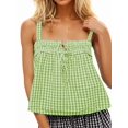 thumbnail image 4 of Women Y2k Tank Top Spaghetti Strap Peplum Camisole Sleeveless Tie Front Ruffle Hem Top Streetwear Green S, 4 of 8