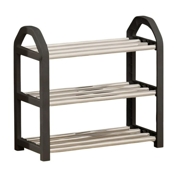 Leodye 3 Tier Shoe Rack for Closet, Shoe Shelf Storage for Sneaker and Boot Stackable Free Standing Shoe Rack for Entryway, Garage, Small Spaces, Dorm-17.72x14.96x7.48in