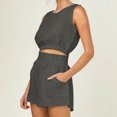 thumbnail image 2 of Dazajoo Womens Summer 2 Piece Outfits Short Sets Matching Sleeveless Tank Top High Waisted Shorts with Pockets Weekly Sale,Gray,L, 2 of 7