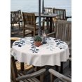 thumbnail image 2 of Outdoor Table Cloth with Umbrella Hole and Zipper, Navy Blue Ombre Botanical Waterproof Round Tablecloth 60 Inch, Watercolor Pastoral Leaf Rustic Washable Table Cover for Outside Party Patio Picnic, 2 of 8