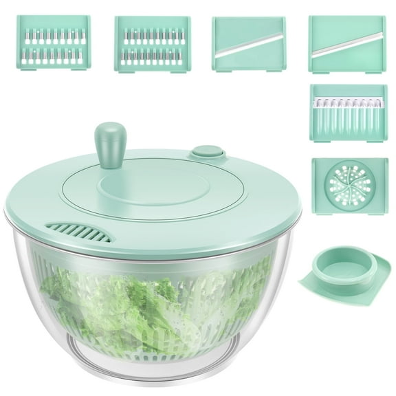 Salad Spinner with 6 Blade Slicer Multifunctional Vegetables Wash Bowl Detachable Lettuce Spinner Efficient Vegetable Spinner Reusable Fruit Cleaner Spinner for Food Washing